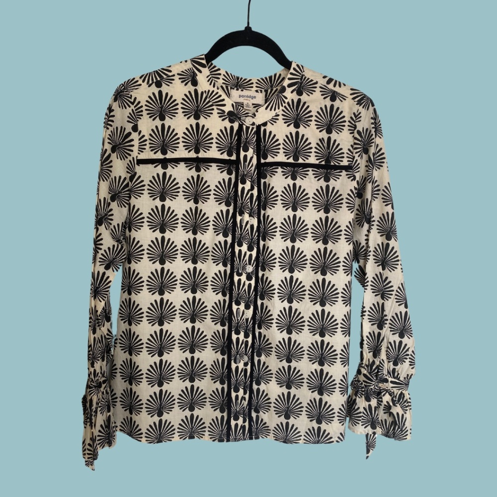 Anthropologie Porridge Peacock Print Button-Up Top